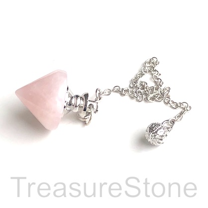 Pendant, pendulum, rose quartz, 17x22mm. Sold individually.