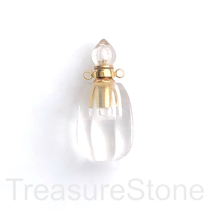 Pendant,clear crystal quartz.36mm perfume,essential oil bottle.