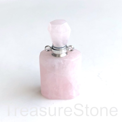 Pendant, rose quartz3. 18x34mm perfume, essential oil bottle. ea