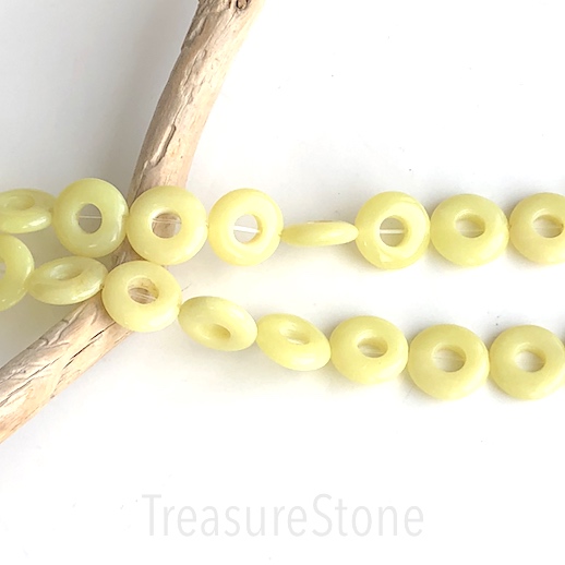 Bead frame, peridot jade, 15mm round donut. 15.5", 26pcs - Click Image to Close