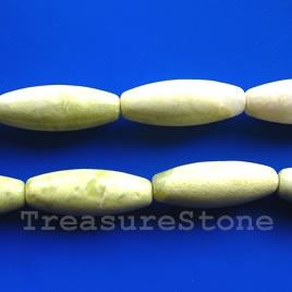 Bead, peridot jade, 14x36mm oval. Sold per pkg of 10. - Click Image to Close