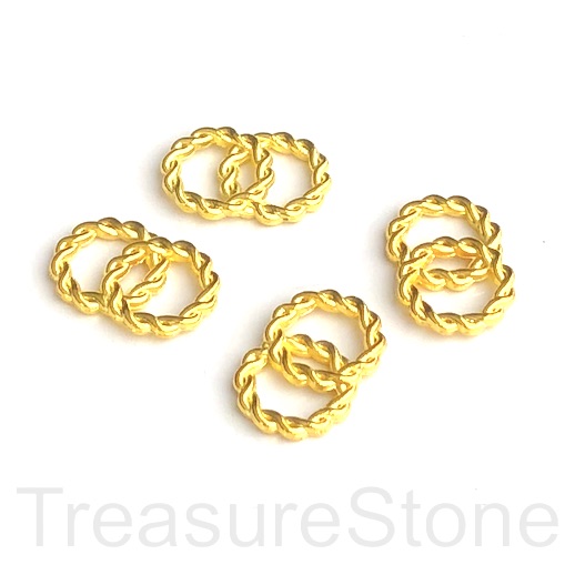 Bead,link,bright gold,13x19mm double braided rings/circles. 7pcs - Click Image to Close