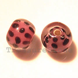 Bead, lampworked glass, pink, 12x9mm rondelle. Pkg of 6.