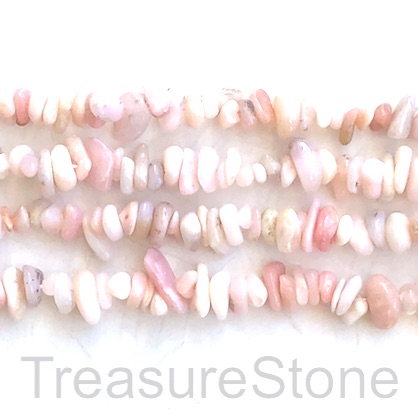 Bead, pink opal chips. 15.5 inch