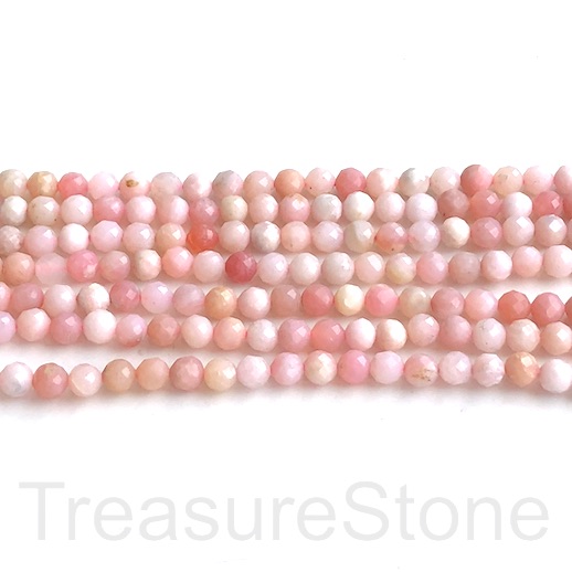 Bead, pink opal, 4mm faceted round. 15 inch, 86pcs
