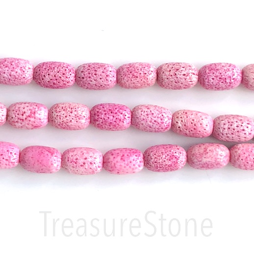 Bead, sponge coral, dyed, pink, 10x16mm drum, 16",25pcs.
