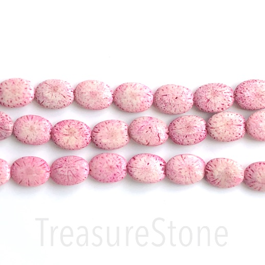Bead, sponge coral, dyed, pink, 15x19mm flat oval. 16",21pcs.