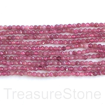 Bead, pink tourmaline, 3mm faceted round, grade B-, 15"