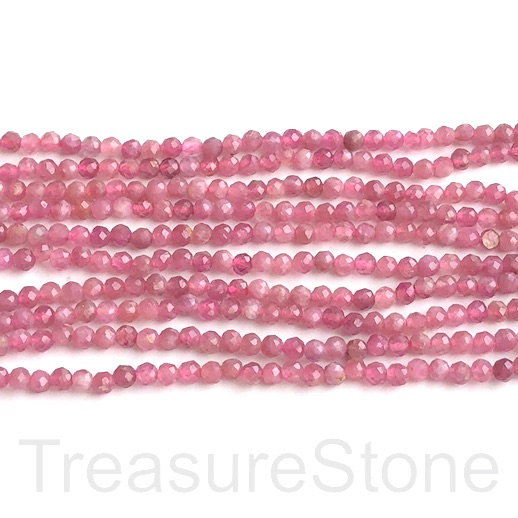 Bead, pink tourmaline, 3mm faceted round, 15"