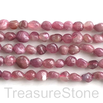 Bead, pink tourmaline, about 6x8mm nugget. 15.5-inch strand.