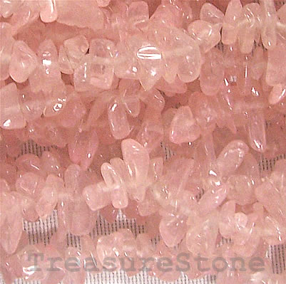 Bead, glass, pink, chip. 36-inch strand.