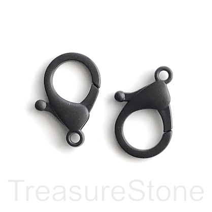 Lobster Clasp, plastic, black, 35x25mm. Pack of 6.