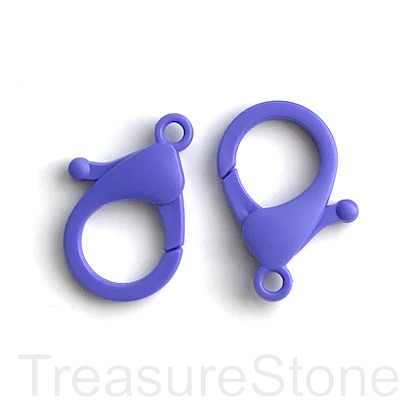 Lobster Clasp, plastic, blue, 35x25mm. Pack of 6.