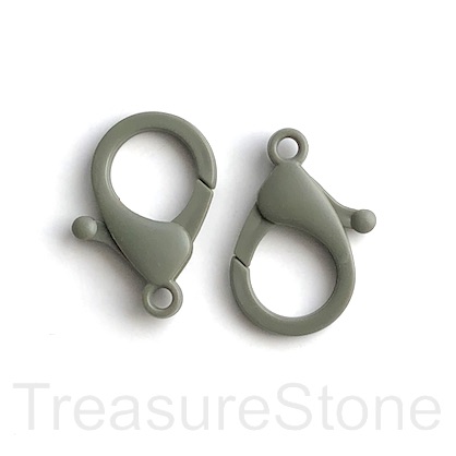 Lobster Clasp, plastic, grey, 35x25mm. Pack of 6.