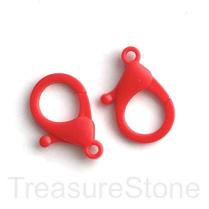 Lobster Clasp, plastic, red, 35x25mm. Pack of 6.