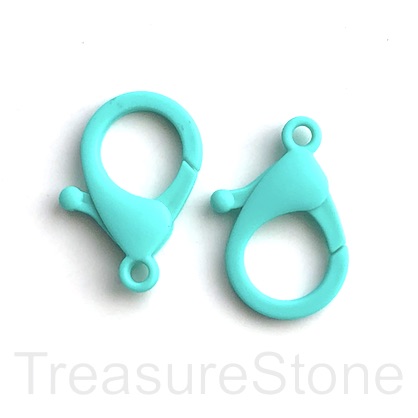 Lobster Clasp, plastic, turquoise, 35x25mm. Pack of 6.