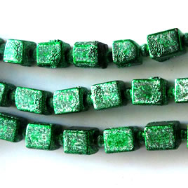 Bead, plated, green, 6x7mm. Pkg of 24.