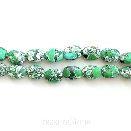 Bead, processed turquoise, green, 11x14mm oval. 15.5 inch, 29pcs