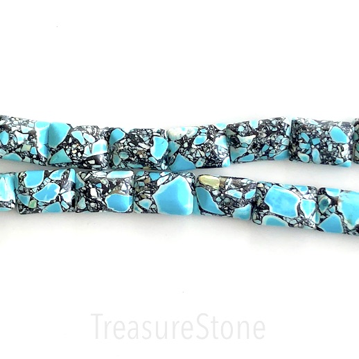 Bead, processed turquoise, blue, 13x18mm rectangle. 15.5", 28pcs - Click Image to Close