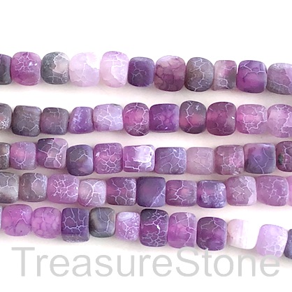Bead, agate (dyed), purple, 7mm cube. 14.5-inch, 49pcs