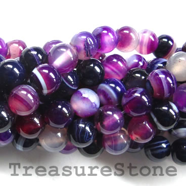 Bead, purple agate (dyed), grade B, 6mm round. 15.5-inch, 62pcs