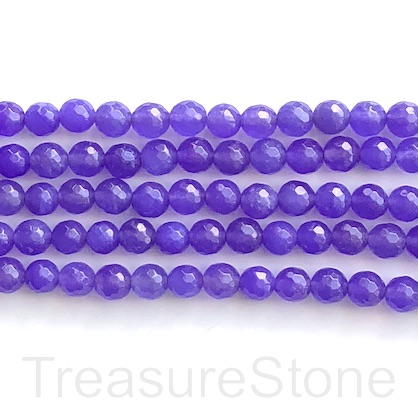 Bead, jade (dyed), purple, 8mm, faceted round. 14.5-inch, 47pcs - Click Image to Close