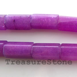 Bead, jade (dyed), purple, 9x14mm faceted tube.14.5-inch strand.