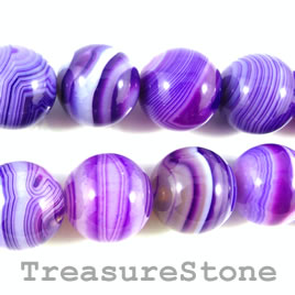 Bead, agate (dyed), purple, 18mm round. 15.5-inch