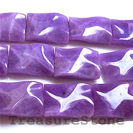 Bead, jade (dyed),purple,15x20mm wavy rectangle. 16-inch strand.