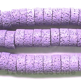 Bead, lilac Lava (dyed), 7x16mm heishi. 26pcs.