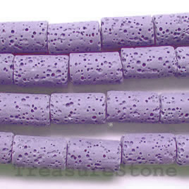 Bead, lilac Lava (dyed), about 8x15mm tube. 13pcs.