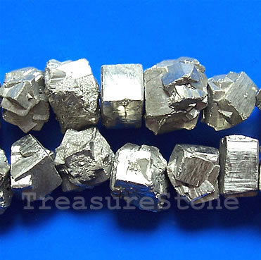 Bead, pyrite, 14-16mm nugget, A grade. 16-inch strand.