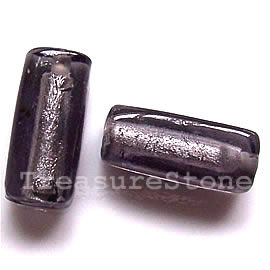 Bead, lampworked glass, grey, 9x23mm rectangle. pkg of 4.