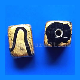 Bead, lampworked glass, gold foil, 9x12mm rectangle. Pkg of 6.