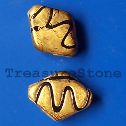 Bead, lampworked glass, gold foil, 13x20x6mm. Pkg of 4.