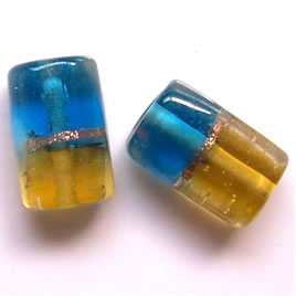 Bead, lampworked glass, 7x10x16mm square tube. Pkg of 6.