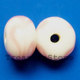 Bead, lampworked glass, white, 12x7mm rondelle. Pkg of 6