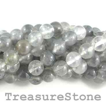 Bead, grey quartz, 6mm round. 15-inch strand, 61pcs.