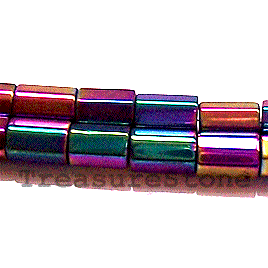 Bead, magnetic, rainbow 5x8mm 6 faceted barrel. 16 inch strand - Click Image to Close