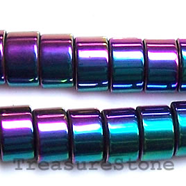 Spacer bead,magnetic, 6x9mm rainbow,2-hole half-moon. Pkg of 25.