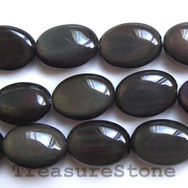 Bead, rainbow obsidian, Grade A, 13x18mm flat oval. 16-inch.