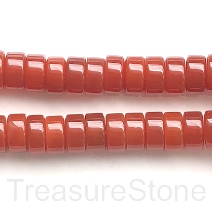 Bead, red agate (dyed), 6x12mm disc/heishi. 14.5-inch, 55pcs