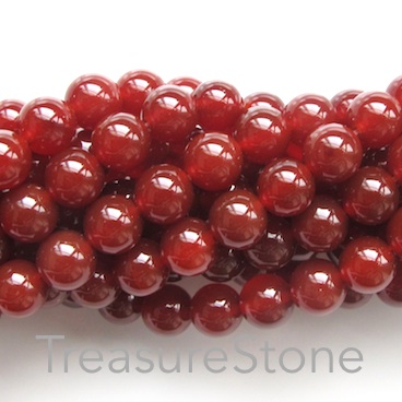 Bead, red agate (dyed), 4mm round. 15-inch strand, 92pcs