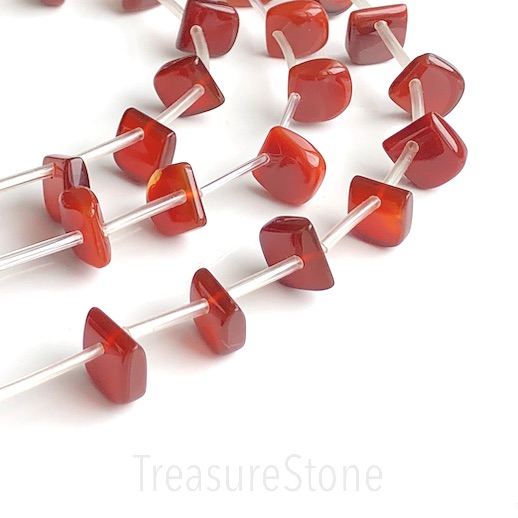 Bead, red agate, dyed, 11mm top-drilled drop. Sold per pkg of 20