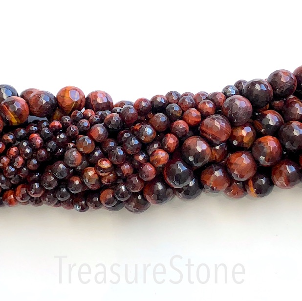 Bead, red Tiger's Eye, 4mm faceted round. 15-inch, 90pcs
