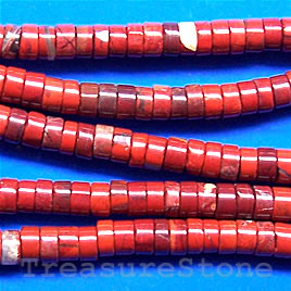 Bead, red jasper, 3x6mm heishi. 16-inch strand.