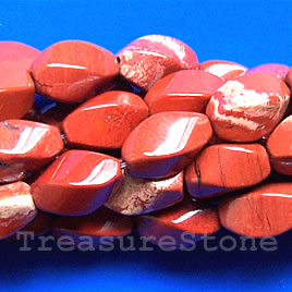 Bead, red jasper, 8x15mm twist. 15.5-inch strand, 27pcs