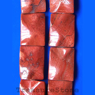 Bead, red jasper, 15x20mm wavy rectangle. 16-inch, 19pcs
