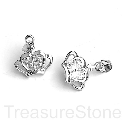 Charm, 9x11mm crown, rhodium plated brass. Ea - Click Image to Close