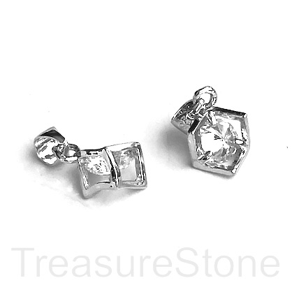 Charm, 9mm crystal in the cage, rhodium plated brass. Ea